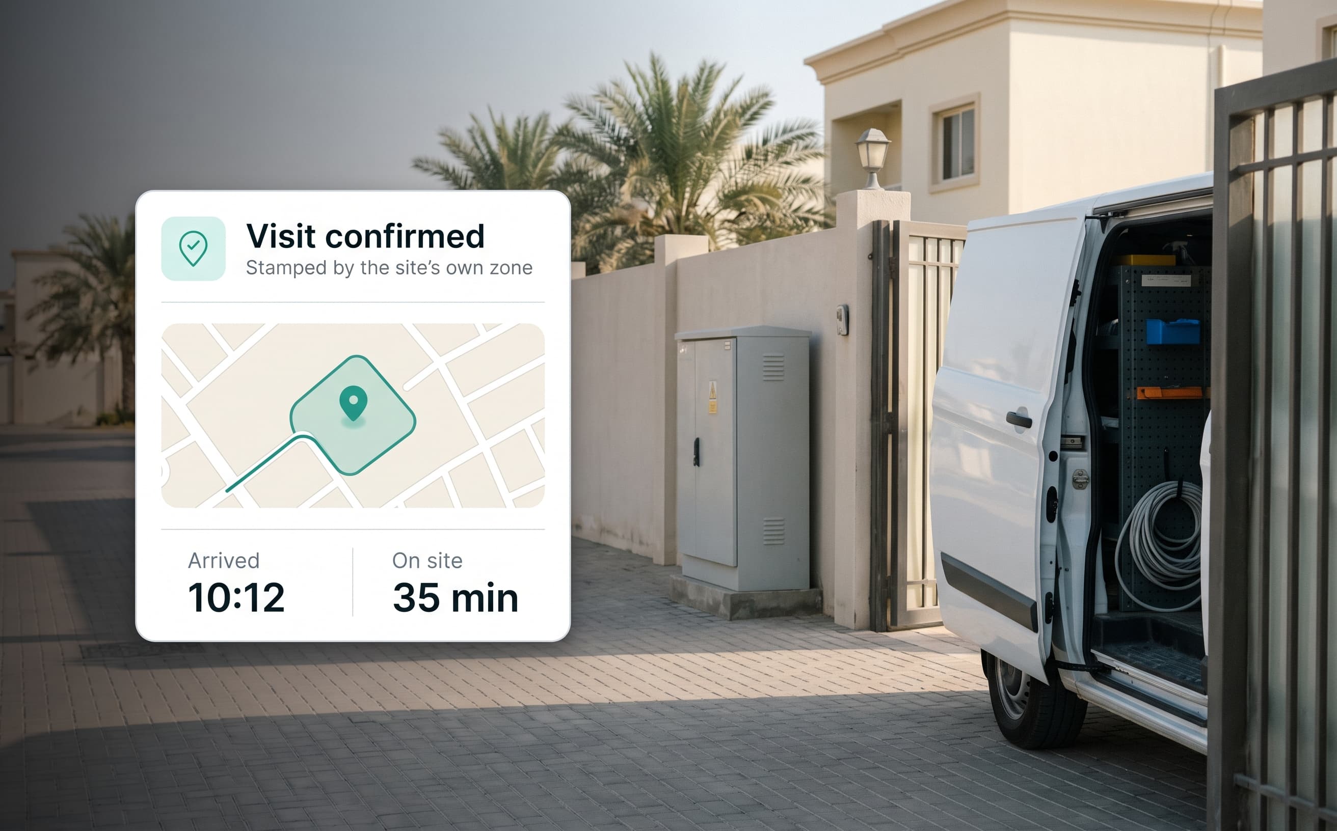 Field Services — Arrival is logged by zone, not by claim
